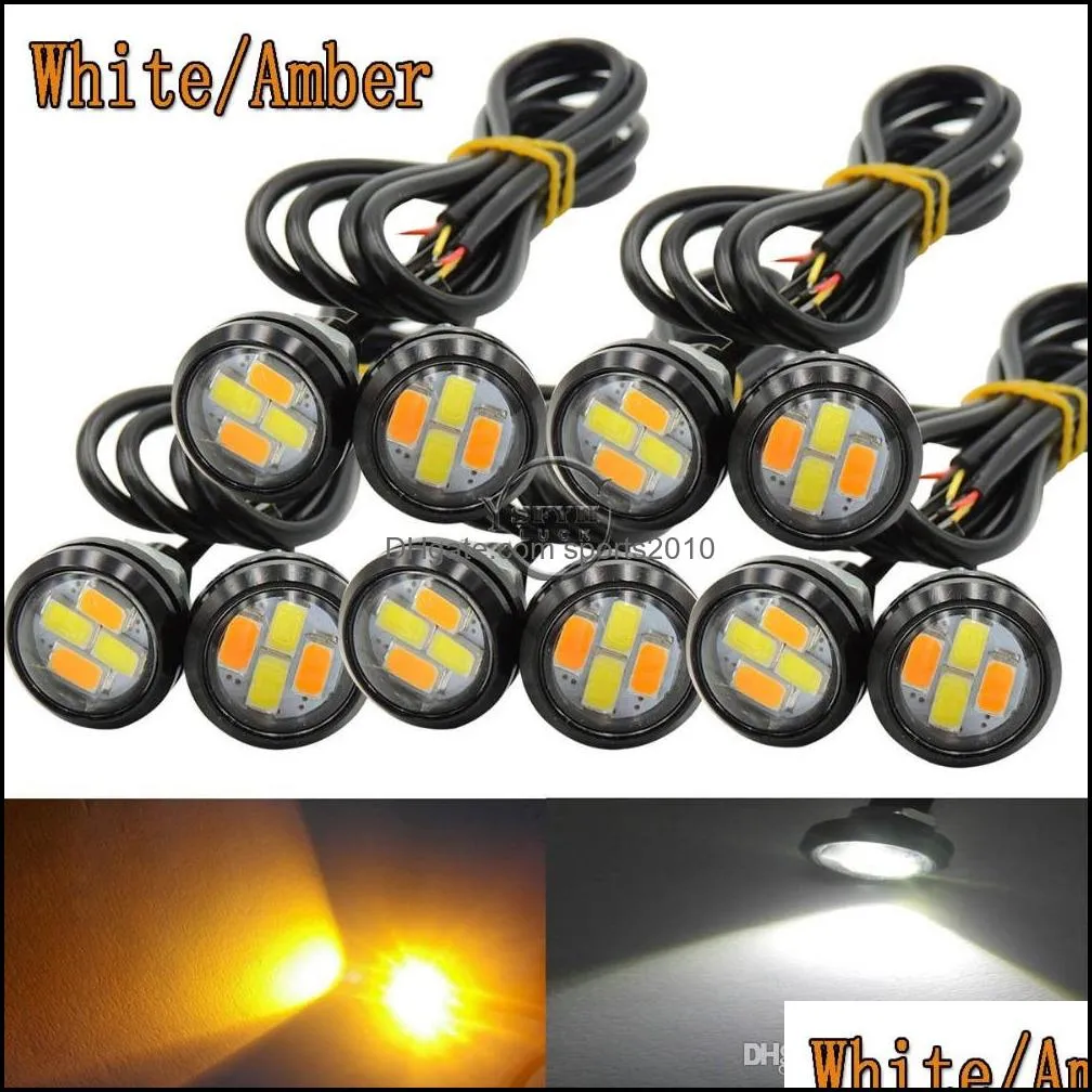 10pcs car styling 23mm 5730smd dual color white amber  eye led drl turn lights for car motor truck offroad