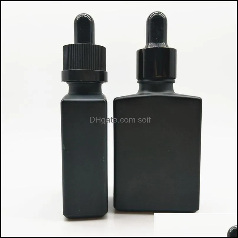 square glass perfume bottles 30ml frosting solid black  oil bottle packing bottle square rectangular home