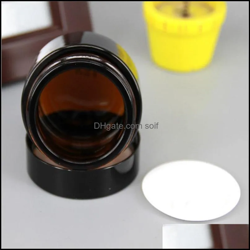 brown amber glass cream jar black lid 515 30 50 100g cosmetic jar packaging sample eye cream 236 j2