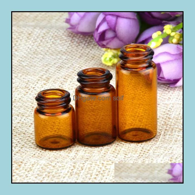 1ml 1/4 dram amber glass  oil bottle perfume sample tubes bottle with plug and caps 5/8 dram