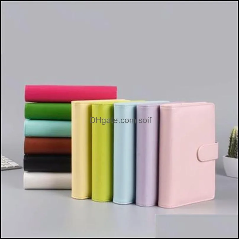 a6 pu leather notebook binder macaron color 19x13cm refillable 6 ring binder a6 filler paper magnetic buckle closure custom diy 99 s2