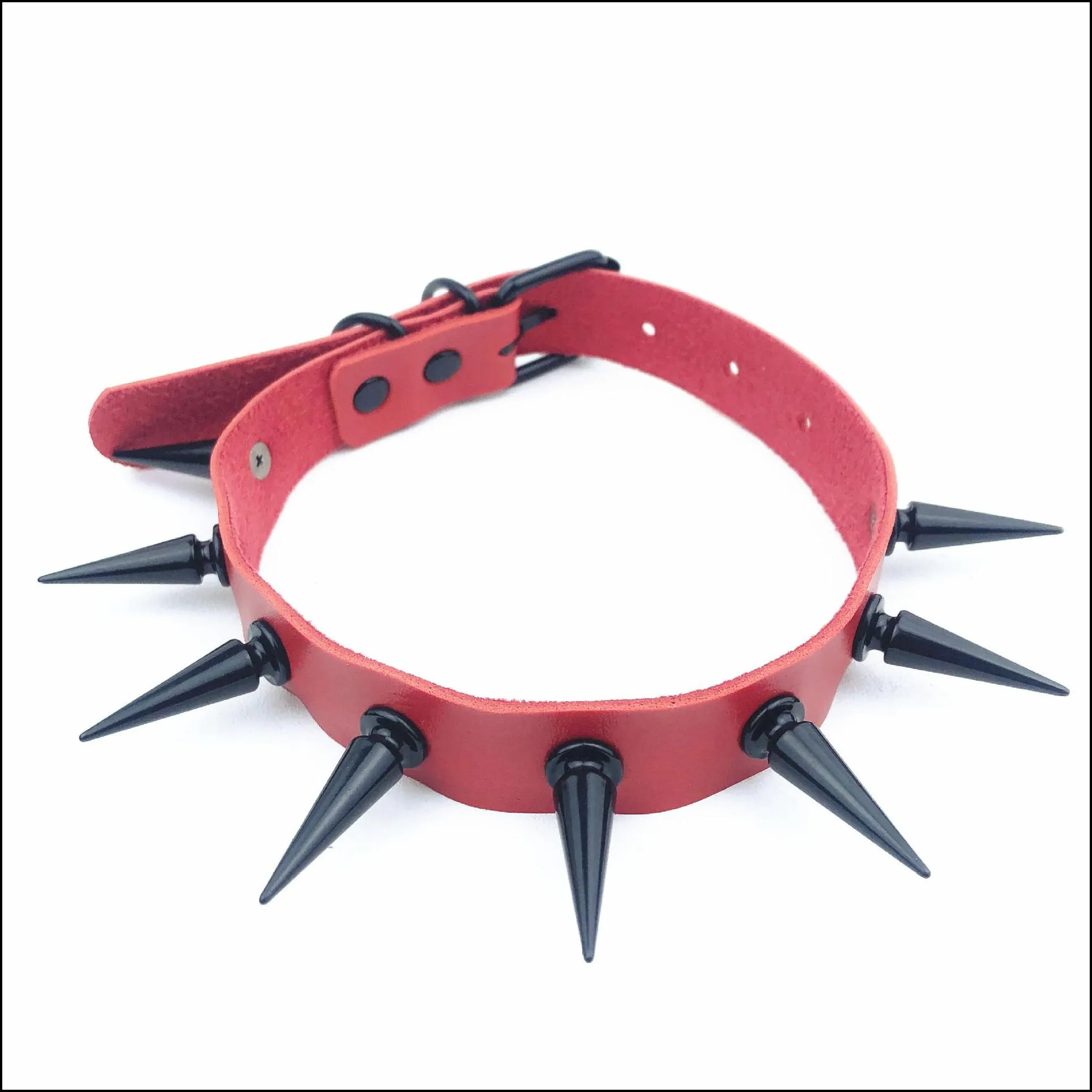 Gothic Black Spiked Punk Choker Collar Spikes Rivets Studded Chocker Necklace For Women Men Bondage Cosplay Goth Jewelry