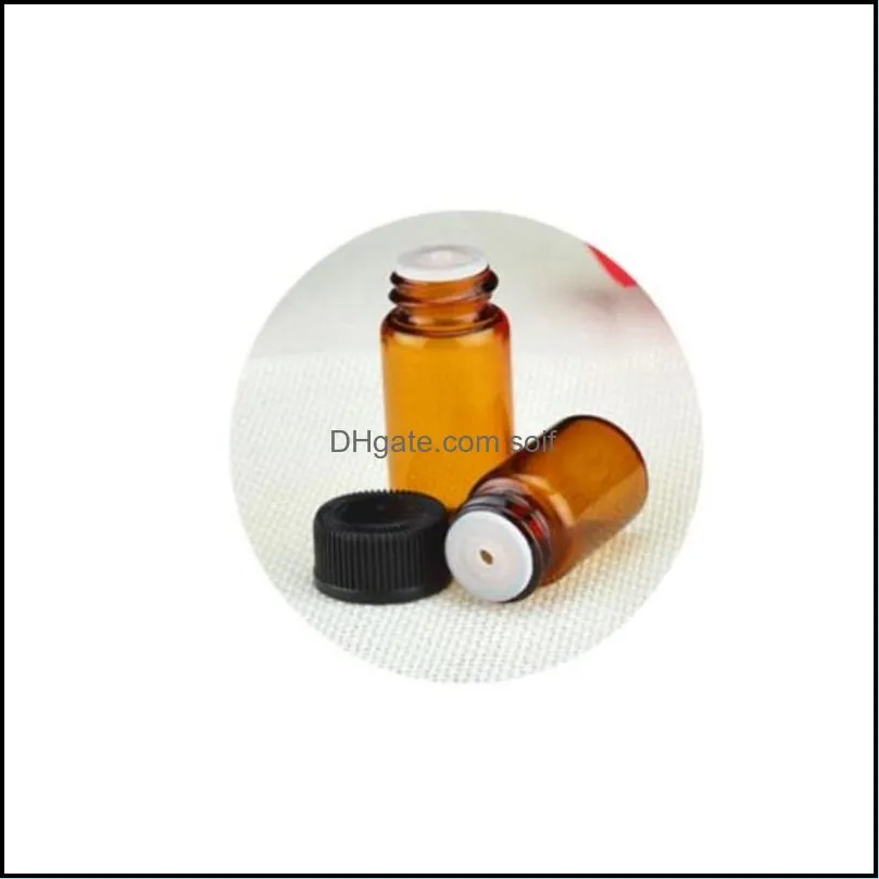 1ml 1/4 dram amber glass  oil bottle perfume sample tubes bottle with plug and caps 5/8 dram