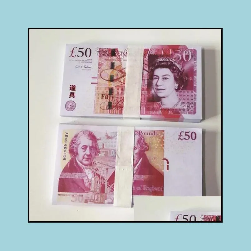 50 copy money s movie 100pcs/pack pound paper prop banknote uk cfldv