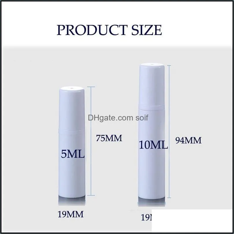 5ml 10ml empty white airless lotion pump cream bottle for cosmetic use 5ml 10ml plastic sprayer perfume bottle 433 n2