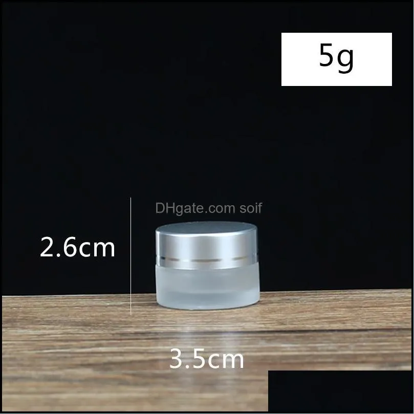 5g/5ml 10g/10ml upscale cosmetic storage container jar face cream lip balm frosted glass bottle pot with lid and inner pad 367 n2