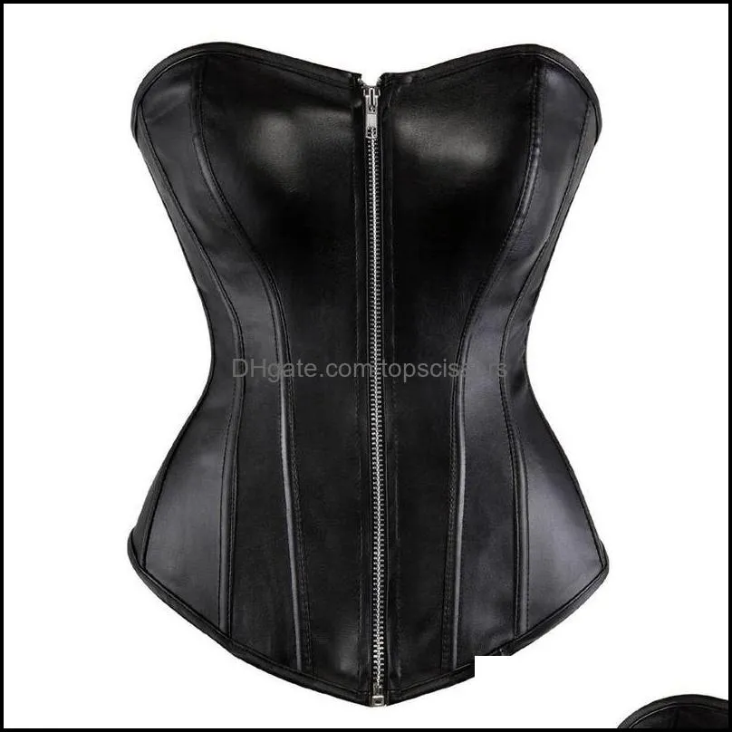 Women Sexy Faux Leather Overbust Corset Bustier Top Waist Cincher Body Shaper Corsets Bustiers Lingerie Plus Size Korsett 220524