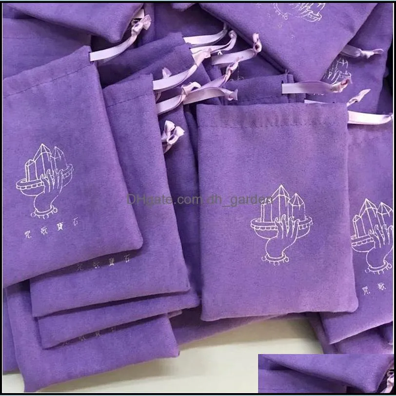 jewelry pouches bags purple flannel gift with ribbon sack 8x10cm 9x12cm 11x14cm 13x17cm lipstick eyelashes hair makeup packaging