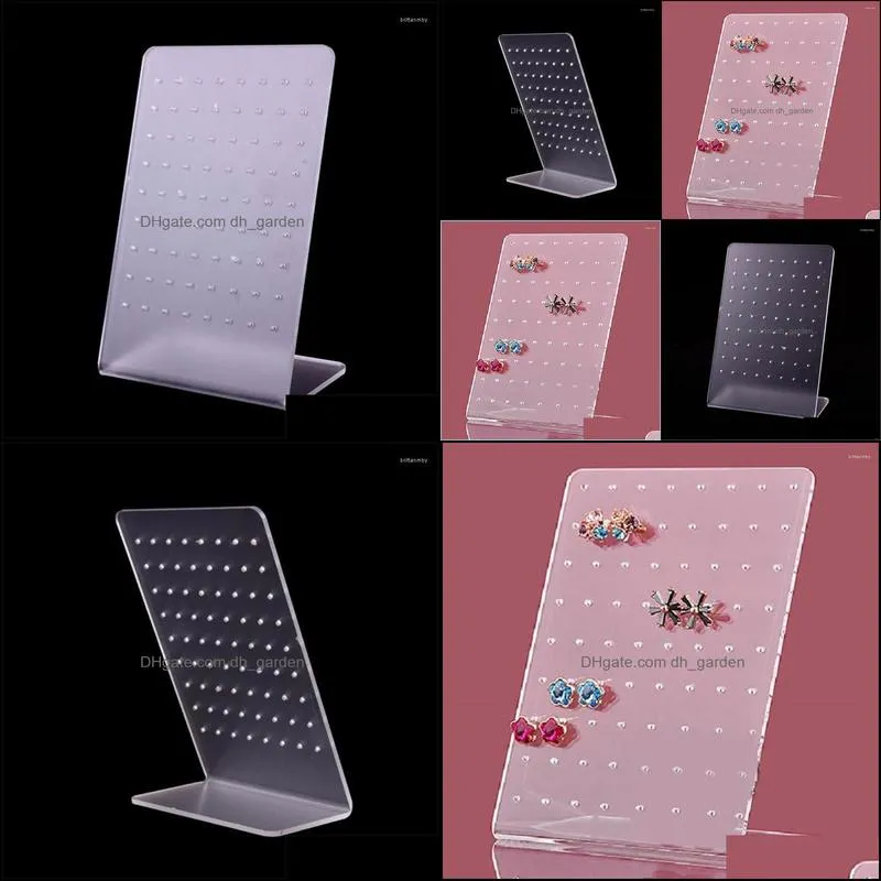 jewelry pouches 72 holes transparent showcase rack plastic earring board holder ear studs display stand for women