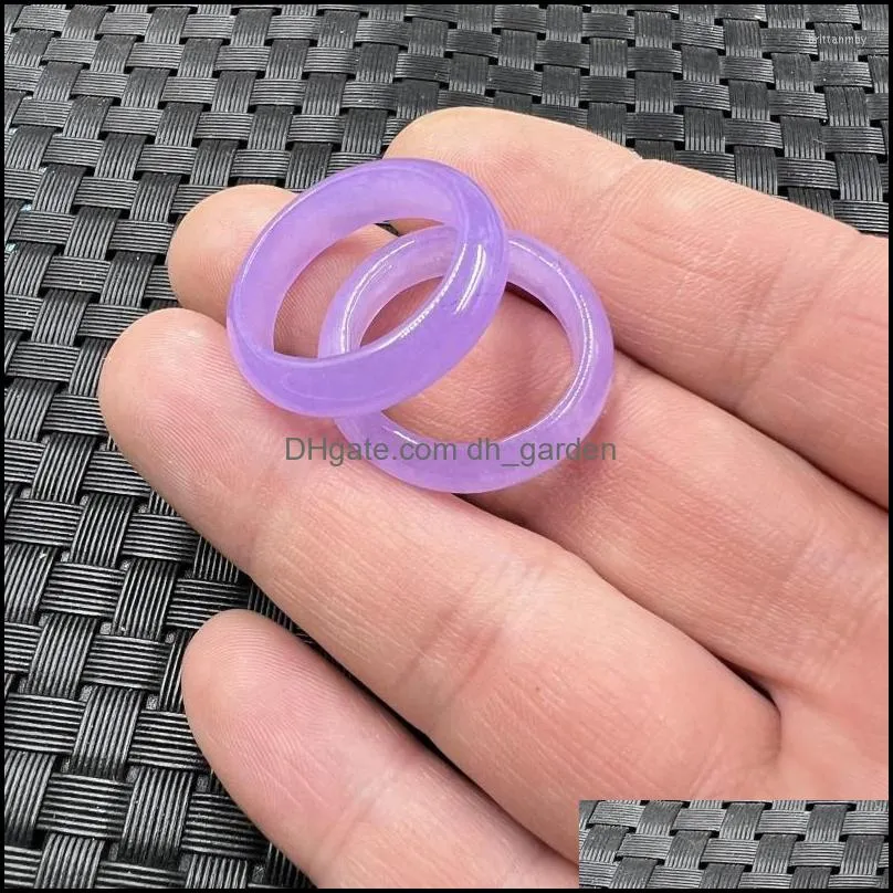 cluster rings natural chalcedony purple agate jade ring chinese jadeite amulet fashion charm jewelry hand carved crafts gifts women
