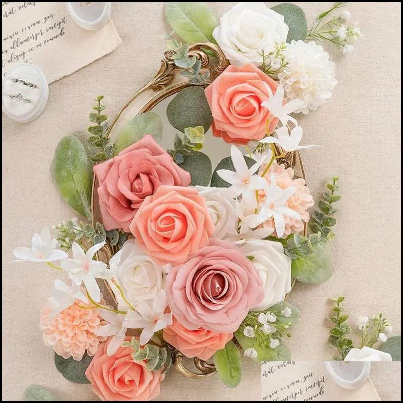 decorative flowers wreaths wedding decor holding diy bridal wreath corsage faux rose flower party centerpiece baby shower home floral