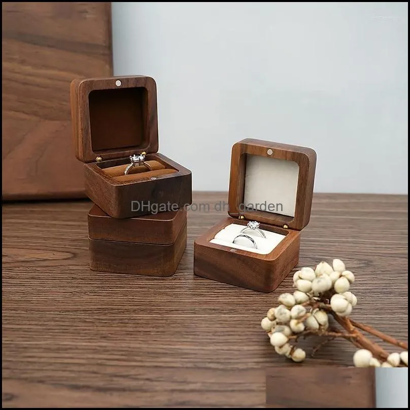 jewelry pouches 1pcs portable wood square box wedding ring earring rings organizer luxury gift packaging