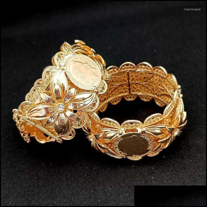 bangle algerian metal flower bracelet robe cuff gold plated arabian wedding bridal jewelry moroccan banquet women`s giftbangle