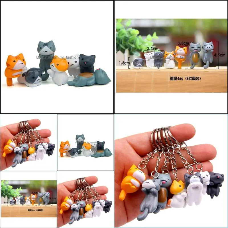 6pc Natsume`s Book Of Friends Cat Cartoon Keychains Keyring Car Bag Pendant Fashion Jewelry Key Chain Ring Accessories