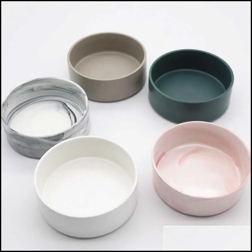 ceramic marble pet bowl suitable for pets to drink water and eat food have various color dark green pink gray white y200922