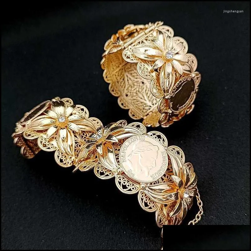 bangle algerian metal flower bracelet robe cuff gold plated arabian wedding bridal jewelry moroccan banquet women`s giftbangle