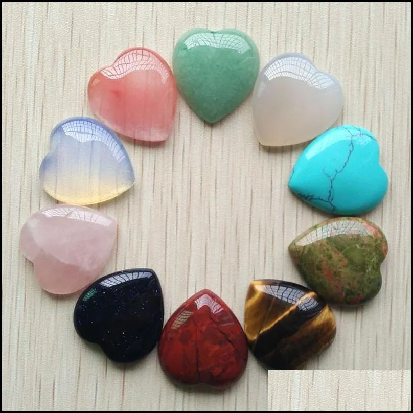 25mm flat back assorted loose stone heart shape cab cabochons beads for jewelry making wholesale