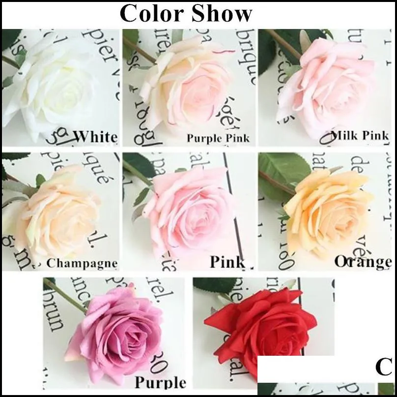 50pcs decor rose artificial flowers silk flowers floral latex real touch roses wedding bouquet home party design