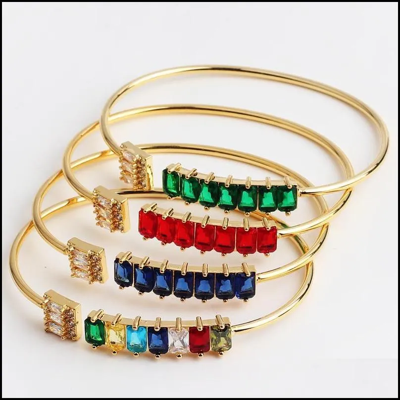 bangle baguette cubic zirconia bracelet for women men luxury jewelry gold filled rainbow cz tennis gorgeous trendy