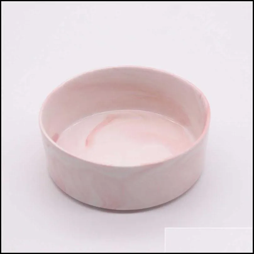 ceramic marble pet bowl suitable for pets to drink water and eat food have various color dark green pink gray white y200922