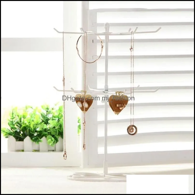 Jewelry Boxes BLUELANS 2-Tier Rotary Stand Display Rack Earrings Ring Necklace Holder Fashion Organizer Storage 220912