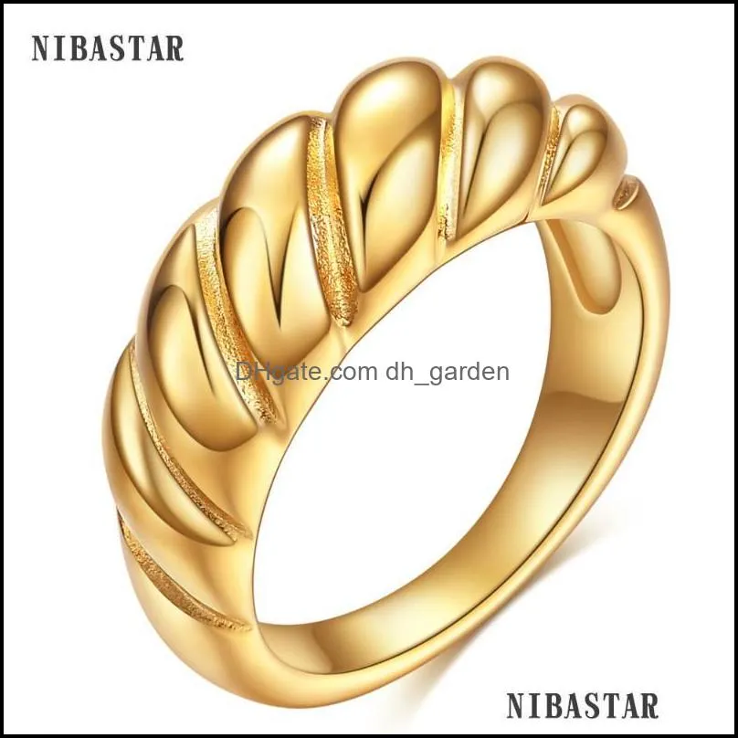 wedding rings gold color twisted rope band for women stainless steel stacking knuckle ring girlswedding brit22