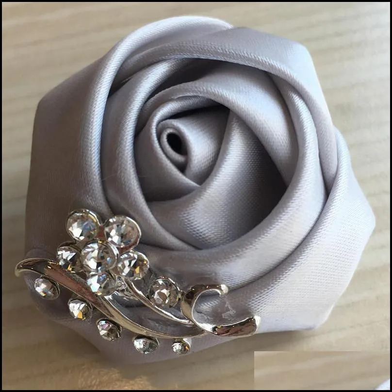 decorative flowers wreaths piece wedding ribbon corsage groomsman groom boutonniere party prom man handmade satin rose crystal men suit