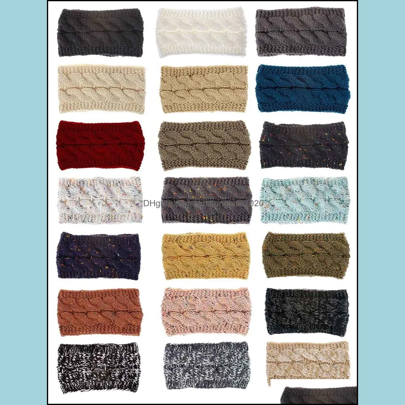 CC Hairband Colorful Knitted Crochet Twist Headband Winter Ear Warmer Elastic Hair Band Wide Hair Accessories B5
