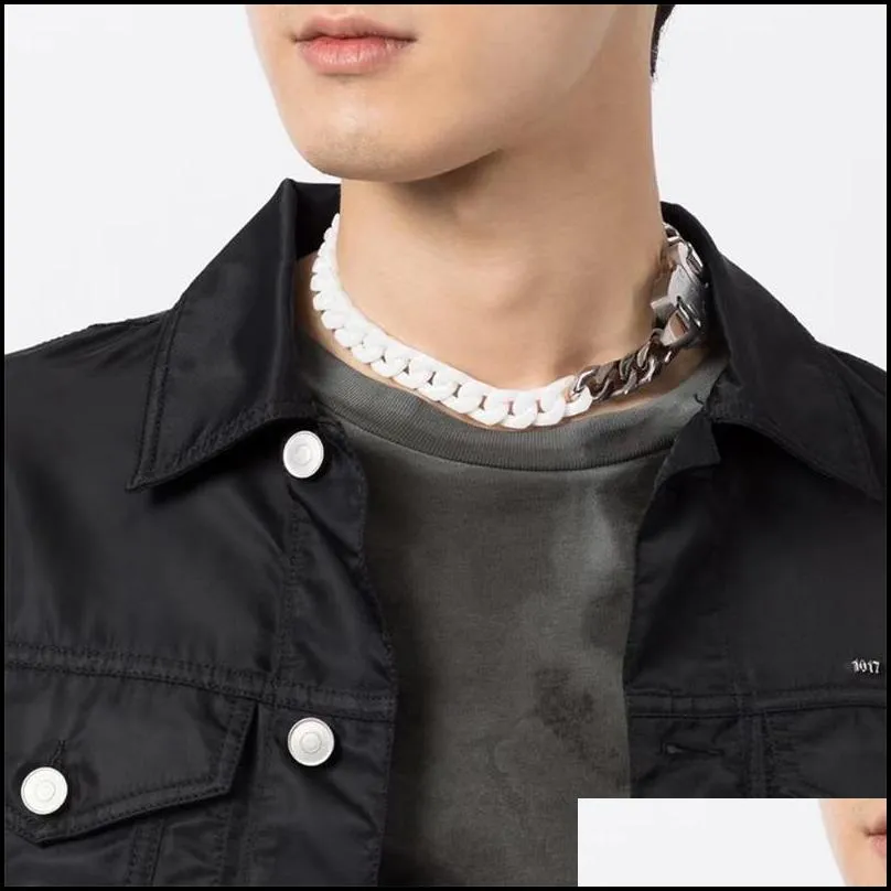 INS 1017 ALYX 9SM Necklace Ceramic Stitching Titanium Steel Buckle Cuban Chain Hip-Hop Tide