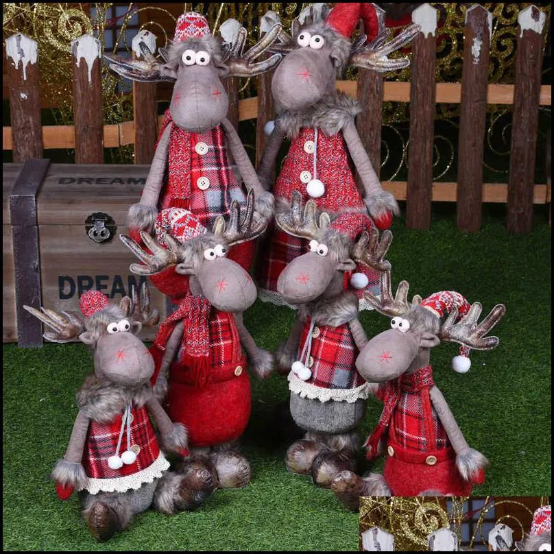 retractable christmas dolls santa claus snowman reindeer toys xmas figurines gift for kid navidad tree ornament 211022