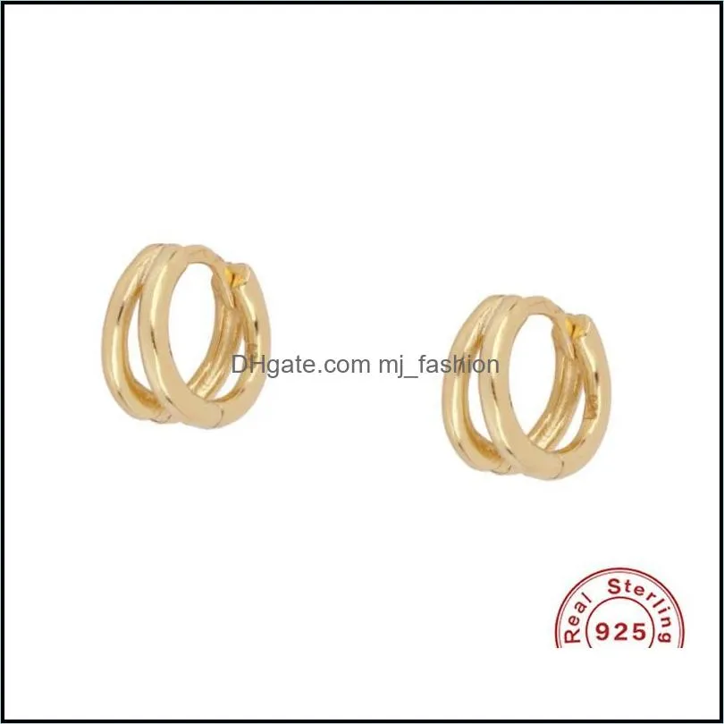 Hoop & Huggie AIDE Simple Double Hoops Earrings 925 Sterling Silver For Women Fashion Gold Color Jewelry Earring Pendientes