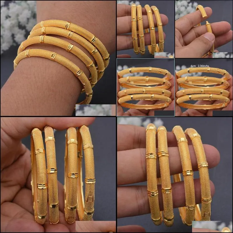 bangle 4pcs/set 24k gold color african bridal dubai bangles for girl saudi arab wedding bracelet&bangles jewelrybangle