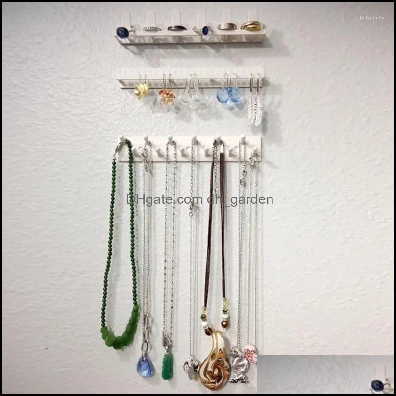 jewelry pouches paste wall hanging storage hooks display organizer earring ring necklace hanger holder stand 9pcs/set