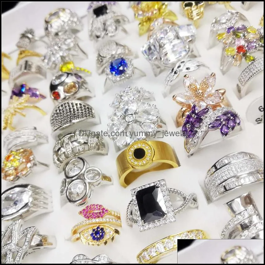 european and american real gold plated zircon ring high grade fashion punk crystal party ring