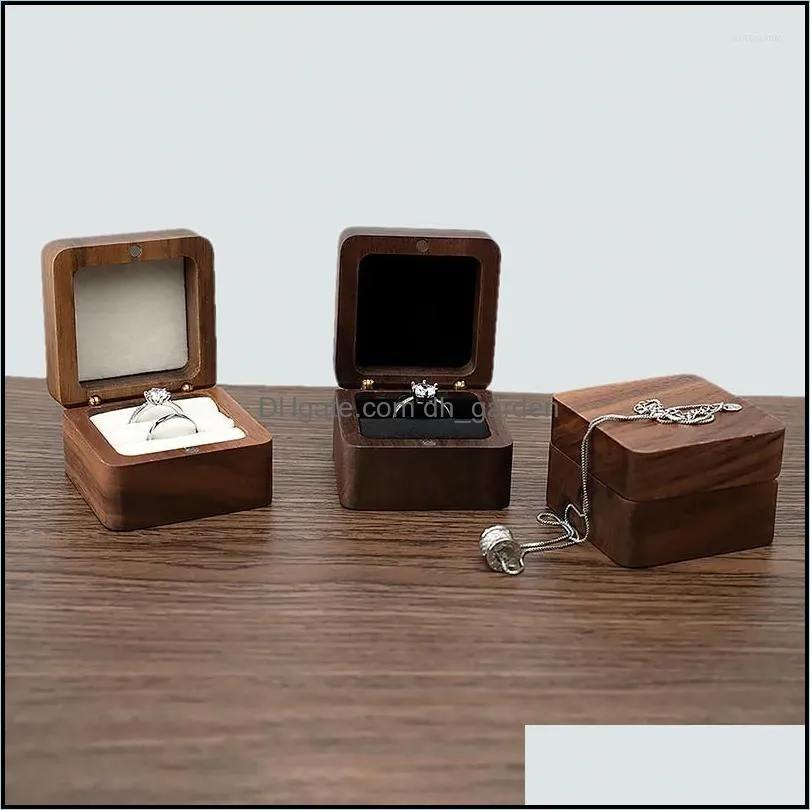 jewelry pouches 1pcs portable wood square box wedding ring earring rings organizer luxury gift packaging