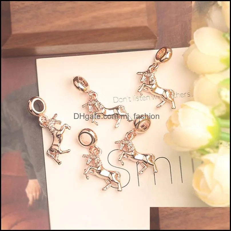 Horse Dangle Alloy Charm Bead Big Hole Fashion Women Jewelry European Style For DIY Bracelet Necklace PANZA007-20