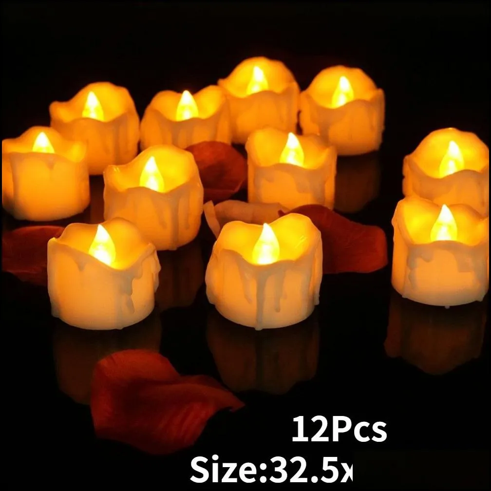 candles pack of 1224 flickering remote control warm whiteyellow electric flameless tealights for valentines day decoration 220928