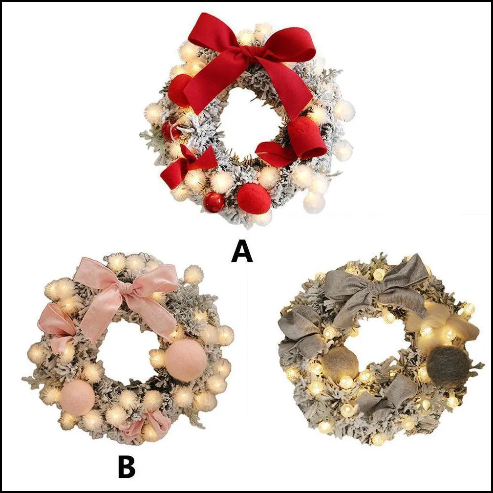 christmas wreath handmade rattan pendant garland shopping christmas tree door decoration wreath guirnalda navidad string light y200111