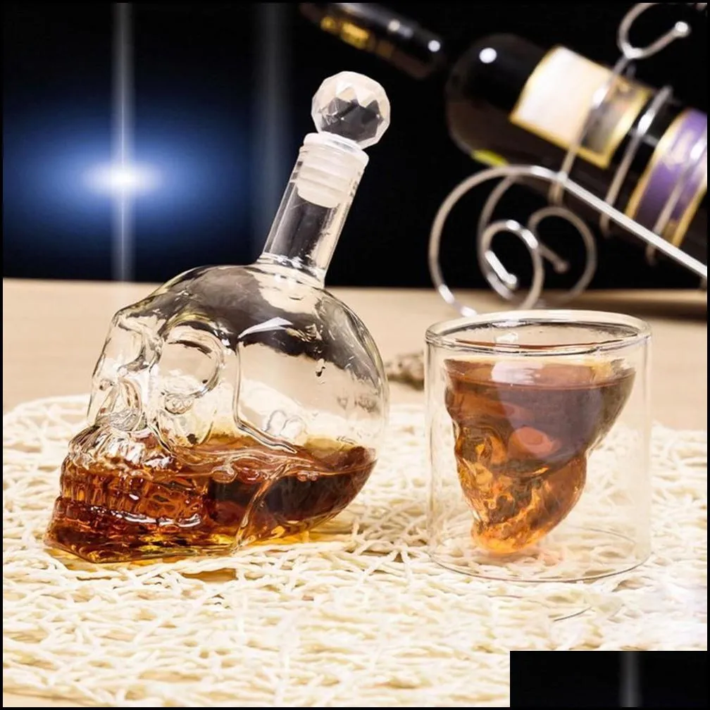 wine glasses 75ml550ml1000ml glass skull bottle creative crystal whiskey vodka s decanter 220928