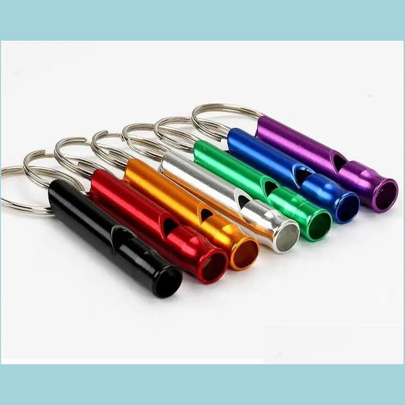 Metal Whistle Keychains Portable Self Defense Keyrings Rings Holder Fashion Car Key Chains Accessories Outdoor Camping Survival Mini Tools