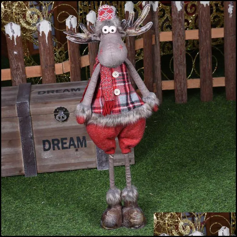 retractable christmas dolls santa claus snowman reindeer toys xmas figurines gift for kid navidad tree ornament 211022
