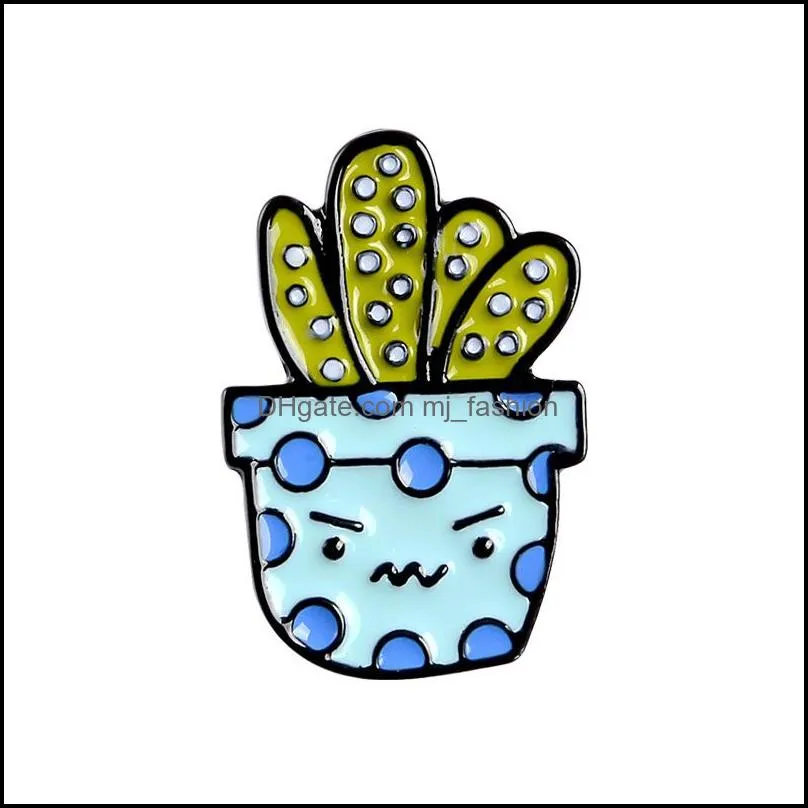 Kimter Cartoon Cactus Brooch Jewelry Cute Mini Plant Pot Enamel Women Fashion Denim Jackets Lapel Pins Hat Badges Kids Gift K17FA