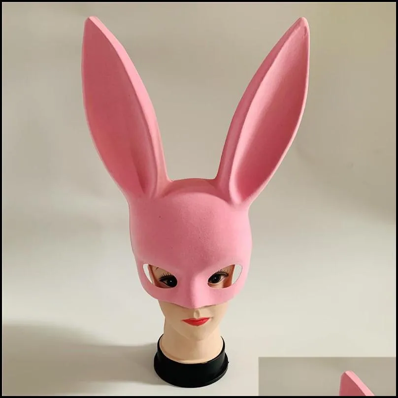 long ears rabbit mask bunny mask party costume cosplay halloween masquerade pink/black halloween masquerade rabbit masks