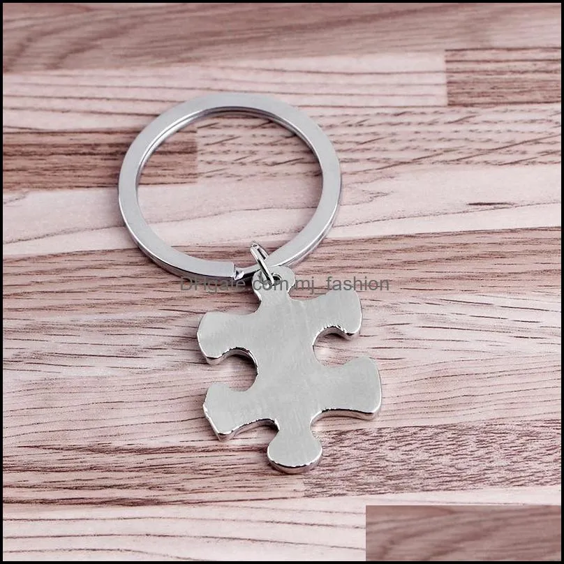 We Will Always Be Connected Puzzle Letter Engraved Keychain Alloy keyrings key ring