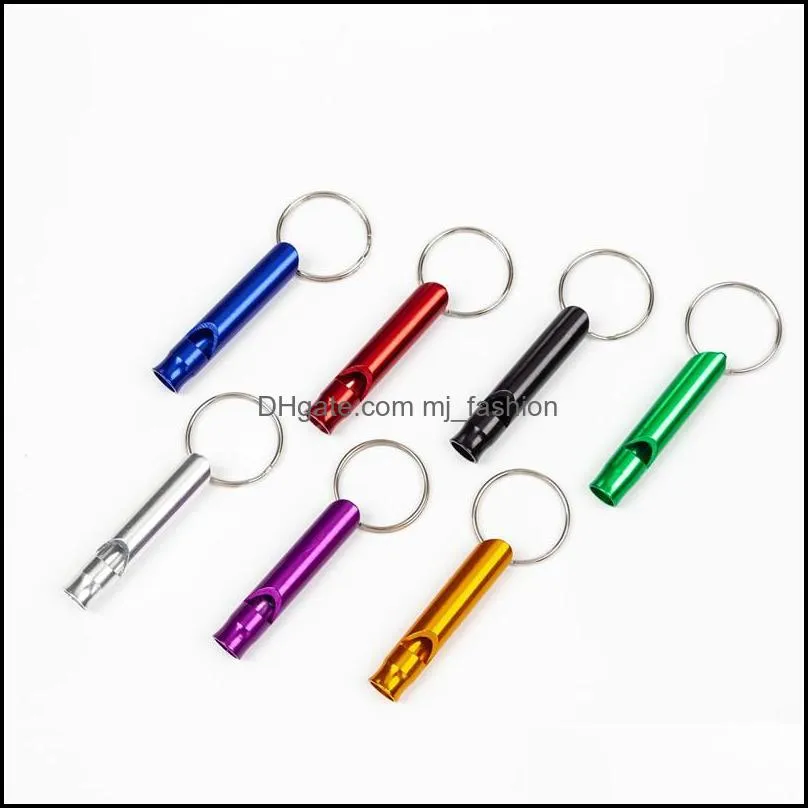 Metal Whistle Keychains Portable Self Defense Keyrings Rings Holder Fashion Car Key Chains Accessories Outdoor Camping Survival Mini Tools