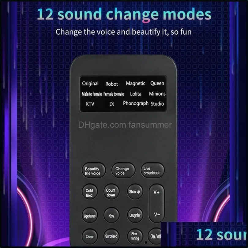 Voice Changer Mini Adapter Microphone Disguiser Live Webcast Phone Game Sound Converter298B Male To Female 8 Changeing Modes