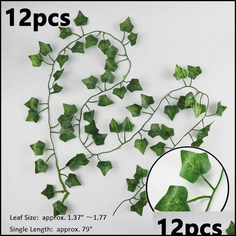 decorative flowers wreaths 12pcs artificial plants led ivy garland fake leaf vines room decor hanging for home wedding living decoration