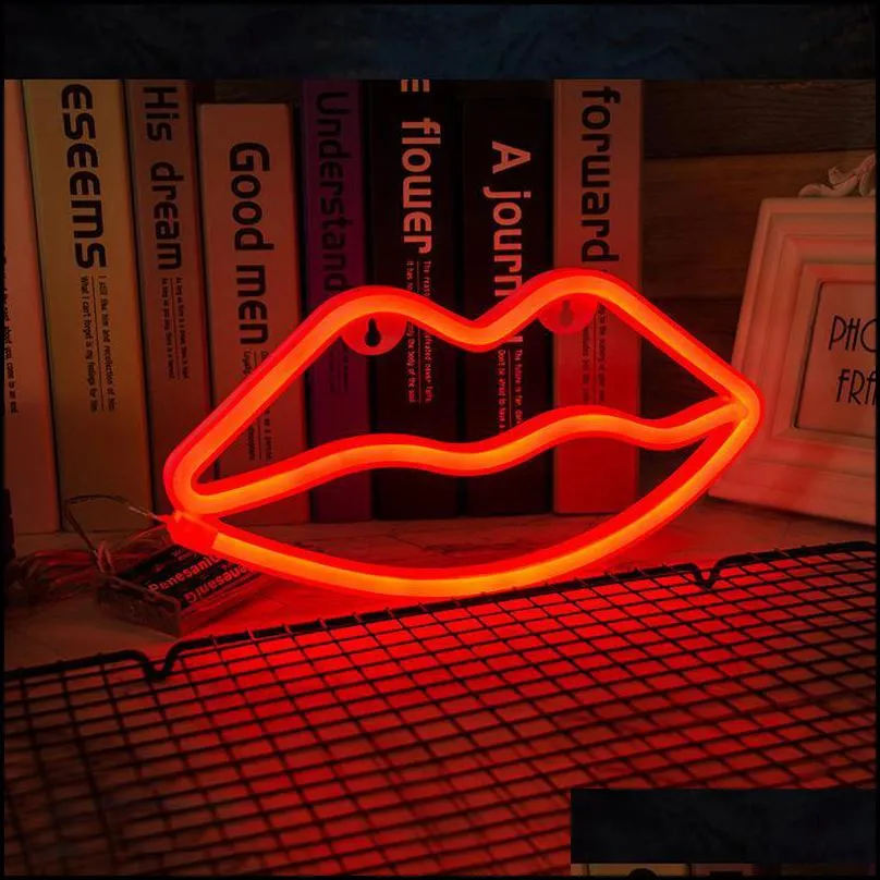 decorative light neon lip sign led night lights bedroom decoration birthday wedding party house wall decor valentines day gift