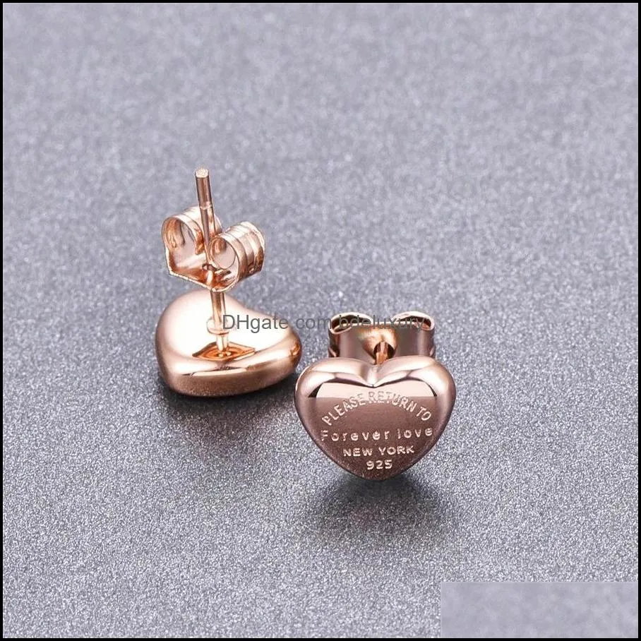 Top Quality Classic Style Women Heart Studs Cute Size Luxury Letter Stainless Steel Earrings Wedding Party Gifts Wholesale