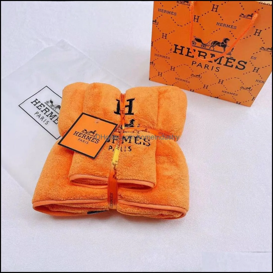 6color 2pcs/set luxury designer letters face towel h letter coral fleece absorbent adult household bath towels travel sport camping swimming pool quick